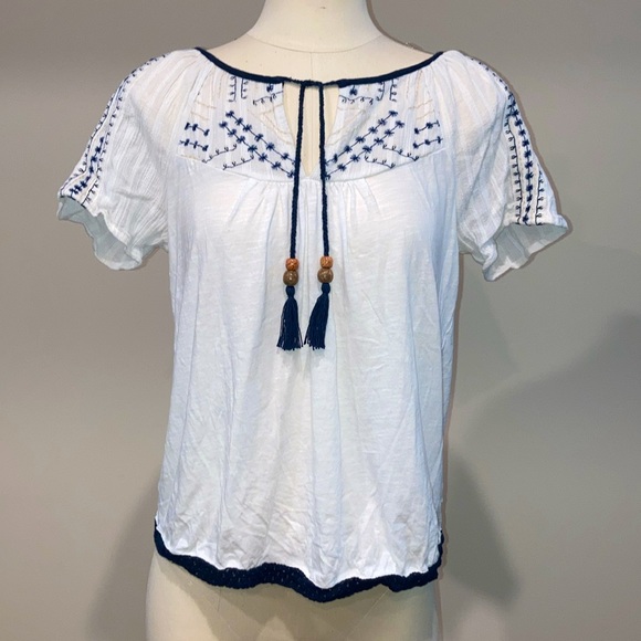 Women’s boho LUCKY BRAND 🍀 Ruthie Embroidered Top ~ size Large - Picture 3 of 9
